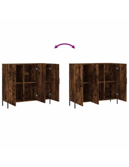Credenza Rovere Fumo 90x34x80 cm in Legno Multistrato