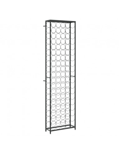 Portavini da 95 Bottiglie Nero 54x18x200cm in Ferro Battuto