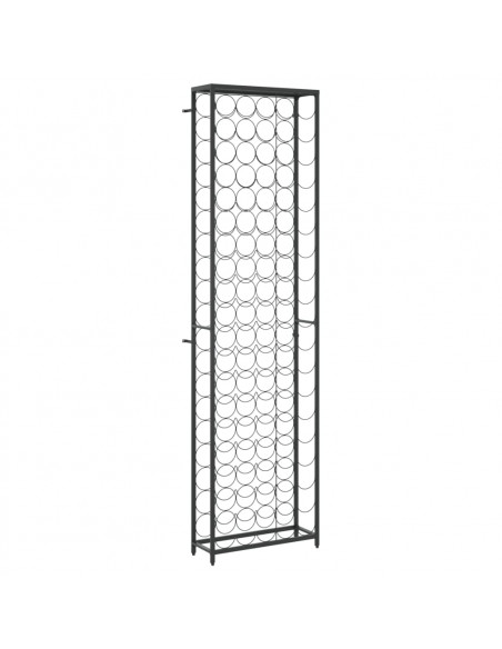 Portavini da 95 Bottiglie Nero 54x18x200cm in Ferro Battuto