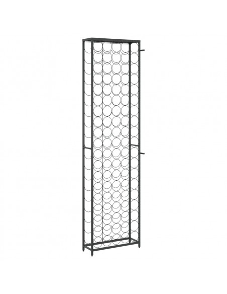 Portavini da 95 Bottiglie Nero 54x18x200cm in Ferro Battuto