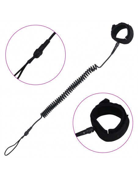 Guinzaglio da SUP a Spirale Nero 10 pollici/25,4 cm