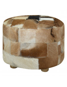 Pouf Rotondo in Vera Pelle 50x50x45 cm 2