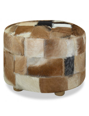Pouf Rotondo in Vera Pelle 50x50x45 cm