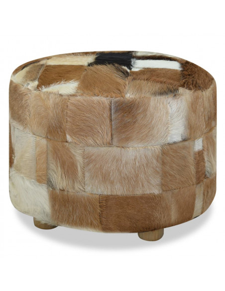Pouf Rotondo in Vera Pelle 50x50x45 cm