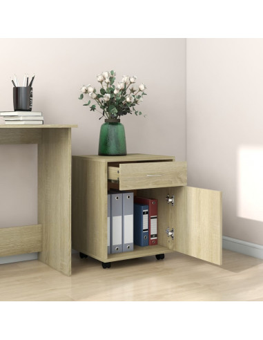 Armadietto con Ruote Rovere Sonoma 45x38x54cm Legno Multistrato