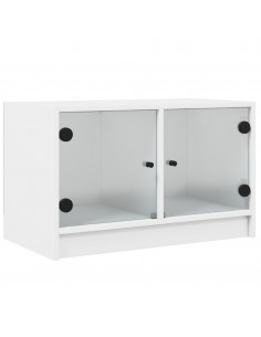 Mobile Porta TV con Ante in Vetro Bianco 68x37x42 cm 2
