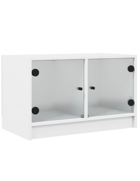 Mobile Porta TV con Ante in Vetro Bianco 68x37x42 cm