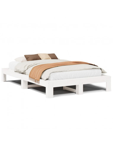 Letto senza Materasso Bianco 120x200 cm Legno Massello di Pino