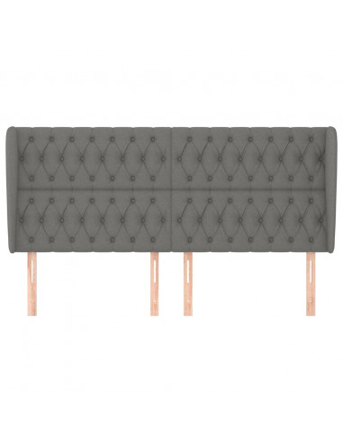 Testiera ad Orecchio GrigioScuro 183x23x118/128cm in Tessuto