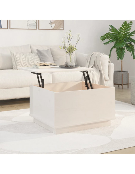 Tavolino da Salotto Bianco 60x50x35 cm Legno Massello di Pino