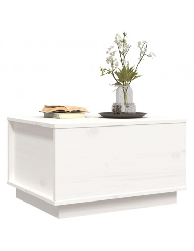 Tavolino da Salotto Bianco 60x50x35 cm Legno Massello di Pino