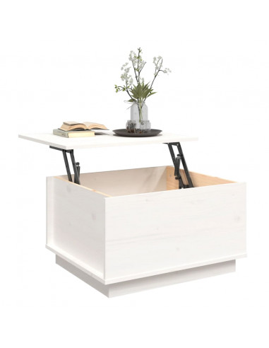 Tavolino da Salotto Bianco 60x50x35 cm Legno Massello di Pino