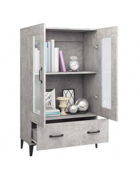 Credenza Grigio Cemento 70x31x115 cm in Legno Multistrato