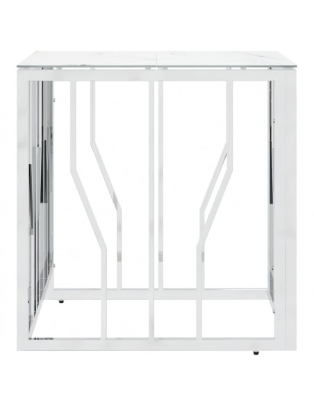 Tavolino da Salotto Argento 50x50x50 cm in Acciaio Inox e Vetro