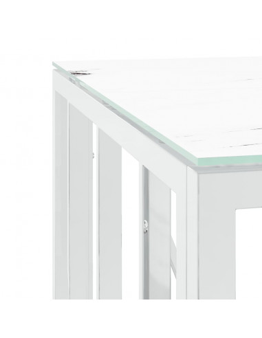 Tavolino da Salotto Argento 50x50x50 cm in Acciaio Inox e Vetro
