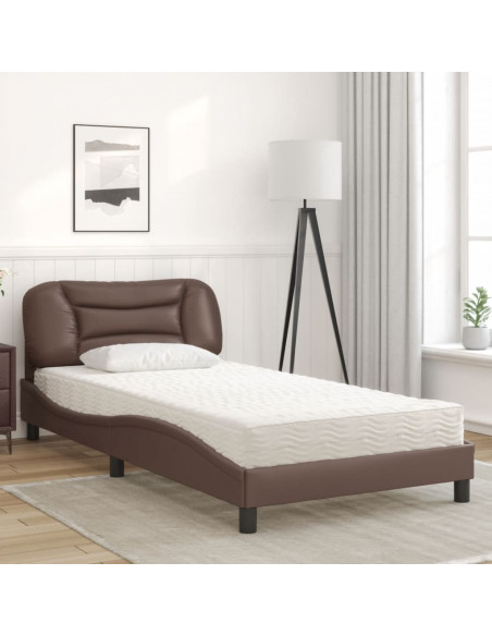 Letto con Materasso Marrone 100x200cm in Similpelle