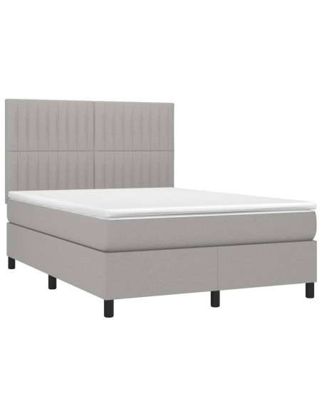 Letto a Molle Materasso e LED Grigio Chiaro 140x200 cm Tessuto