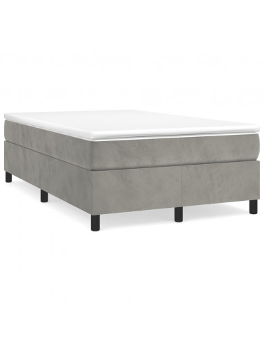 Giroletto a Molle con Materasso Grigio Chiaro 120x200cm Velluto