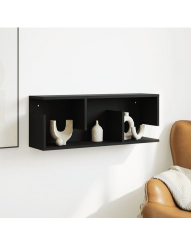 Mobile a Parete 80x20x30 cm Nero in Legno Multistrato