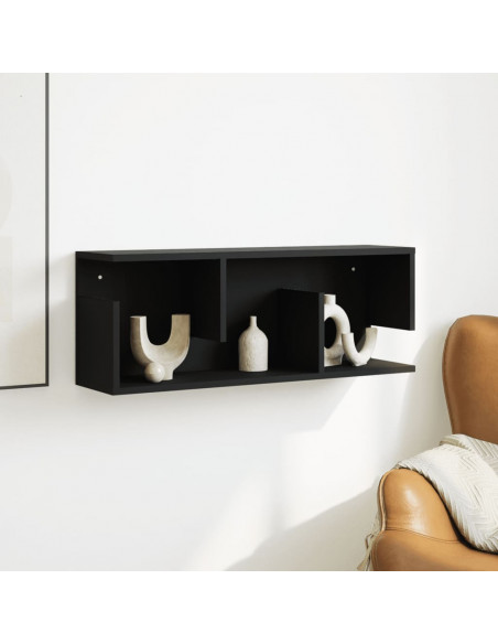 Mobile a Parete 80x20x30 cm Nero in Legno Multistrato