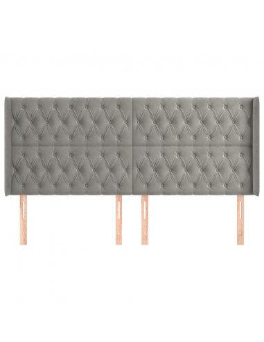 Testiera ad Orecchio Grigio Chiaro 203x16x118/128 cm in Velluto