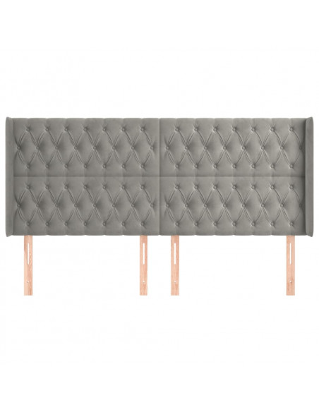 Testiera ad Orecchio Grigio Chiaro 203x16x118/128 cm in Velluto