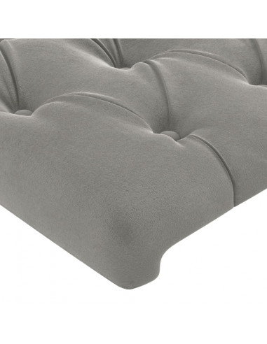 Testiera ad Orecchio Grigio Chiaro 203x16x118/128 cm in Velluto