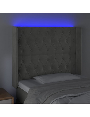 Testiera a LED Grigio Chiaro 93x16x118/128 cm in Velluto