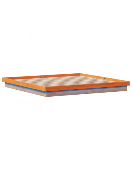 Giroletto LED Marrone Cera 180x200 cm in Legno Massello di Pino