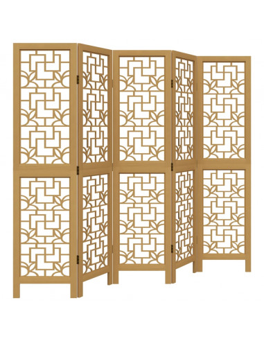 Divisorio Ambienti 5 Pannelli Marrone Legno Massello Paulownia