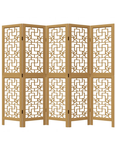 Divisorio Ambienti 5 Pannelli Marrone Legno Massello Paulownia