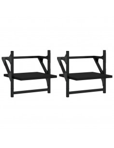 Mensole da Parete con Aste 2 pz Nere 30x25x30 cm 2