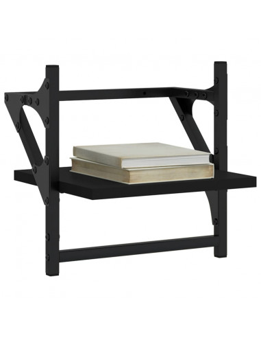 Mensole da Parete con Aste 2 pz Nere 30x25x30 cm