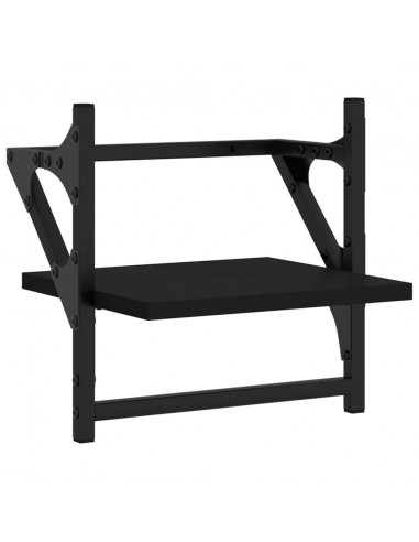 Mensole da Parete con Aste 2 pz Nere 30x25x30 cm