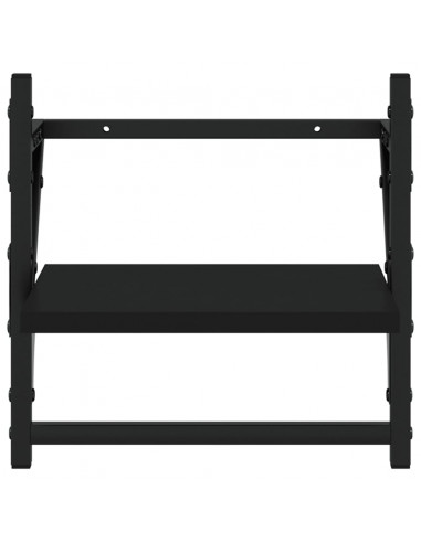 Mensole da Parete con Aste 2 pz Nere 30x25x30 cm