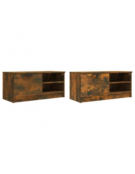 Mobili TV 2 pz Rovere Fumo 80x35x36,5 cm in Legno Multistrato