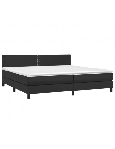 Giroletto a Molle con Materasso e LED Nero 200x200cm Similpelle