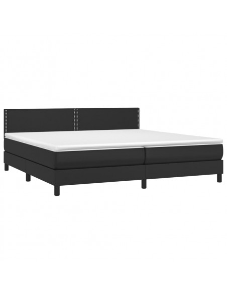 Giroletto a Molle con Materasso e LED Nero 200x200cm Similpelle