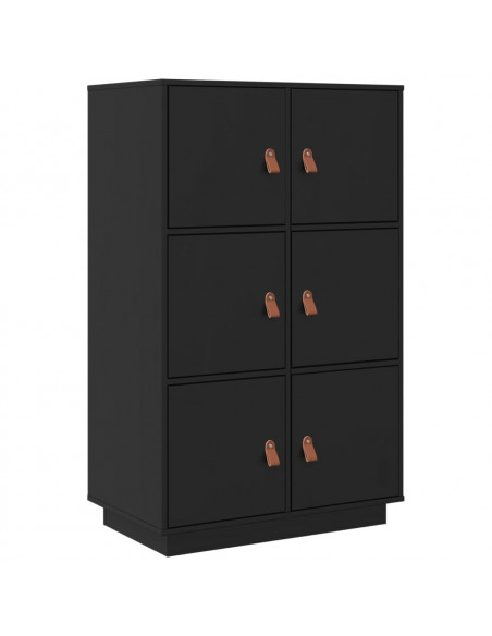Credenza Nera 67x40x108,5 cm in Legno Massello di Pino