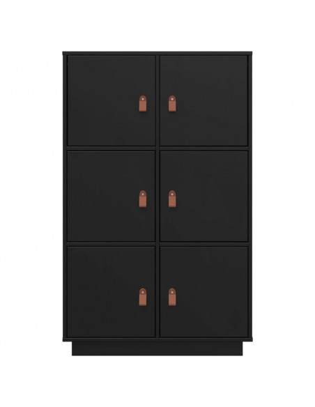 Credenza Nera 67x40x108,5 cm in Legno Massello di Pino
