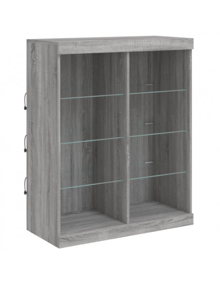 Credenze con Luci LED 3 pz Grigio Sonoma in Legno Multistrato