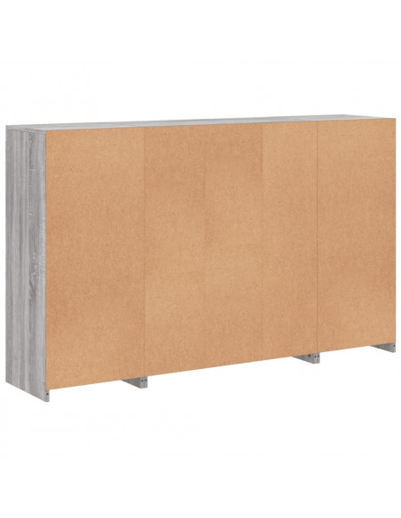 Credenze con Luci LED 3 pz Grigio Sonoma in Legno Multistrato