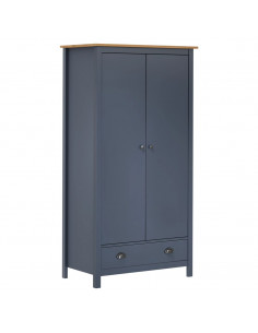 Armadio a 2 Ante Hill Grigio 89x50x170 cm in Legno di Pino 2