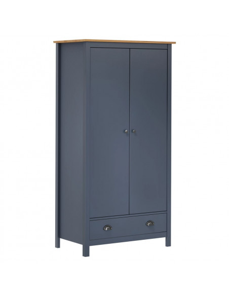 Armadio a 2 Ante Hill Grigio 89x50x170 cm in Legno di Pino
