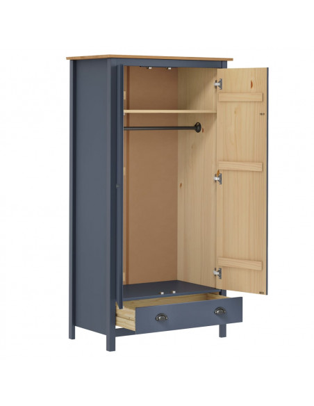 Armadio a 2 Ante Hill Grigio 89x50x170 cm in Legno di Pino