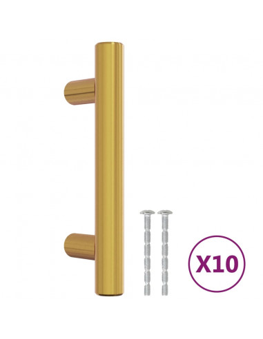 Maniglie per Mobili 10pz Oro 64mm in Acciaio Inox