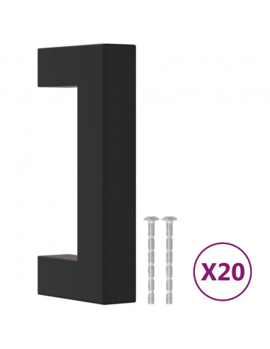 Maniglie per Mobili 20pz Nere 64 mm in Acciaio Inox