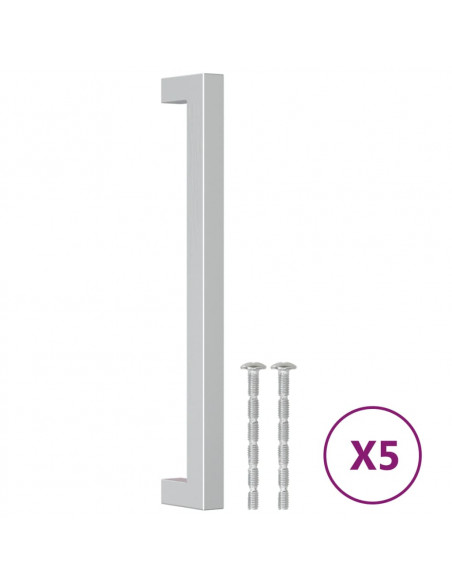 Maniglie per Mobili 5pz Argento 192mm in Acciaio Inox