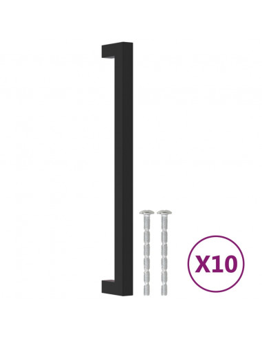 Maniglie per Mobili 10 pz Nere 224 mm in Acciaio Inox