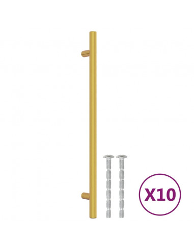 Maniglie per Mobili 10 pz Oro 224 mm in Acciaio Inox